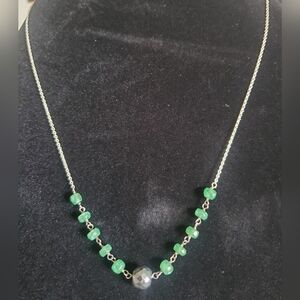 16.85ct Black Diamond Emerald Necklace 925 Sterling Silver